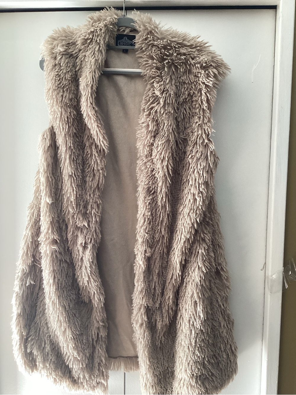 Angie Taupe Faux Fur Sleeveless Vest